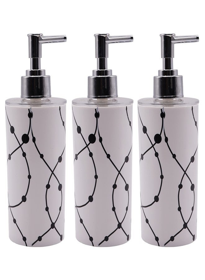 Shenron White Liquid Soap Dispenser for Wash Basin & Bathroom, Empty Refillable Handwash Bottle with Pump, Chrome Finish on Top, Unbreakable Plastic Body for Household use (Set of 3) - Image 1